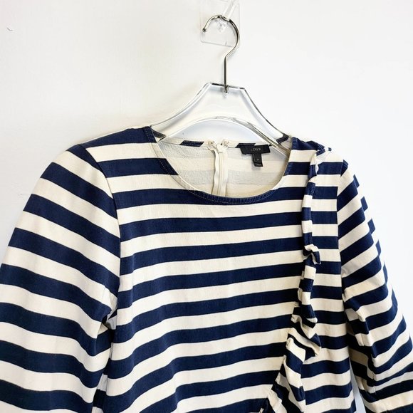 J. CREW Women's Ivory White Navy Striped Peplum Top MEDIUM Asymmetrical Cotton - Picture 5 of 11